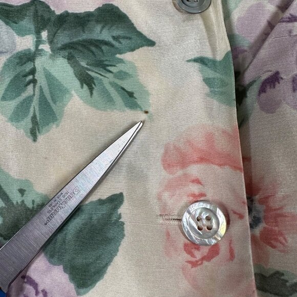 Vintage Talbots Womens 8 Pure Silk Ivory Pastel Floral Skirt Suit Set - Picture 11 of 12